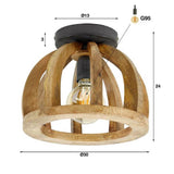 Plafondlamp Monty chiQago Massief mango naturel LxBxH 34x34x28 Mangohout Nnb